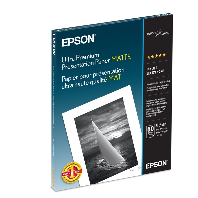 EPSON ورق تقديم إبسون فائق الجودة غير لامع (8.5x11 بوصة، 50 ورقة) (S041341) أبيض - Image 2