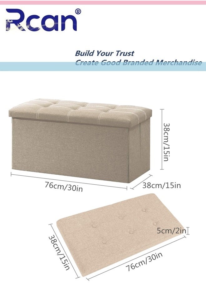 Rcan Folding Storage Ottoman, Storage Chest Footrest Step Stool with Padded Seat, 30 Inch Storage Bench, Versatile Storage Toy Box, 350 Pounds Weight Capacity for Entryway, Living Room, Bedroom  - Image 2