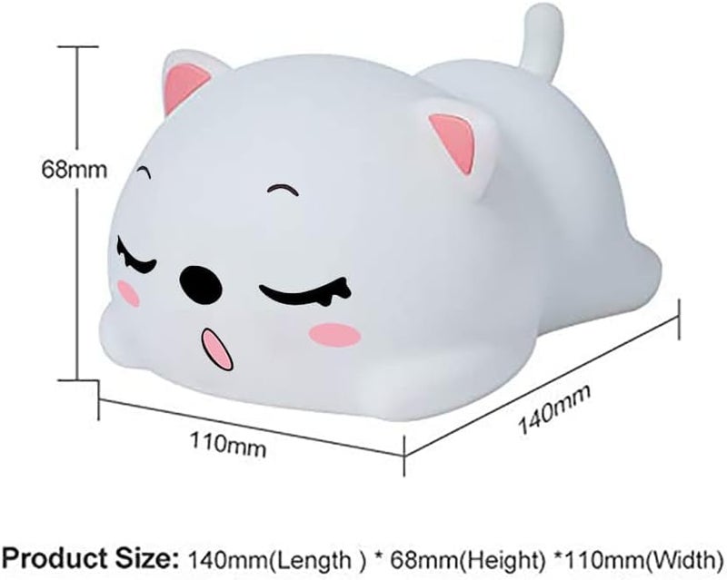 One94Store Silicone Sleeping Cat Night Light – Touch-Control Color-Changing LED Lamp, USB Rechargeable, Multicolor Night Light for Kids, Romantic Decor, Valentine Day Gift, Love Gift for Her - Image 3