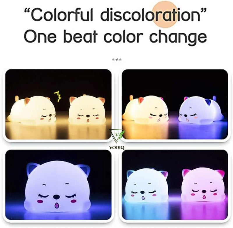 One94Store Silicone Sleeping Cat Night Light – Touch-Control Color-Changing LED Lamp, USB Rechargeable, Multicolor Night Light for Kids, Romantic Decor, Valentine Day Gift, Love Gift for Her - Image 4