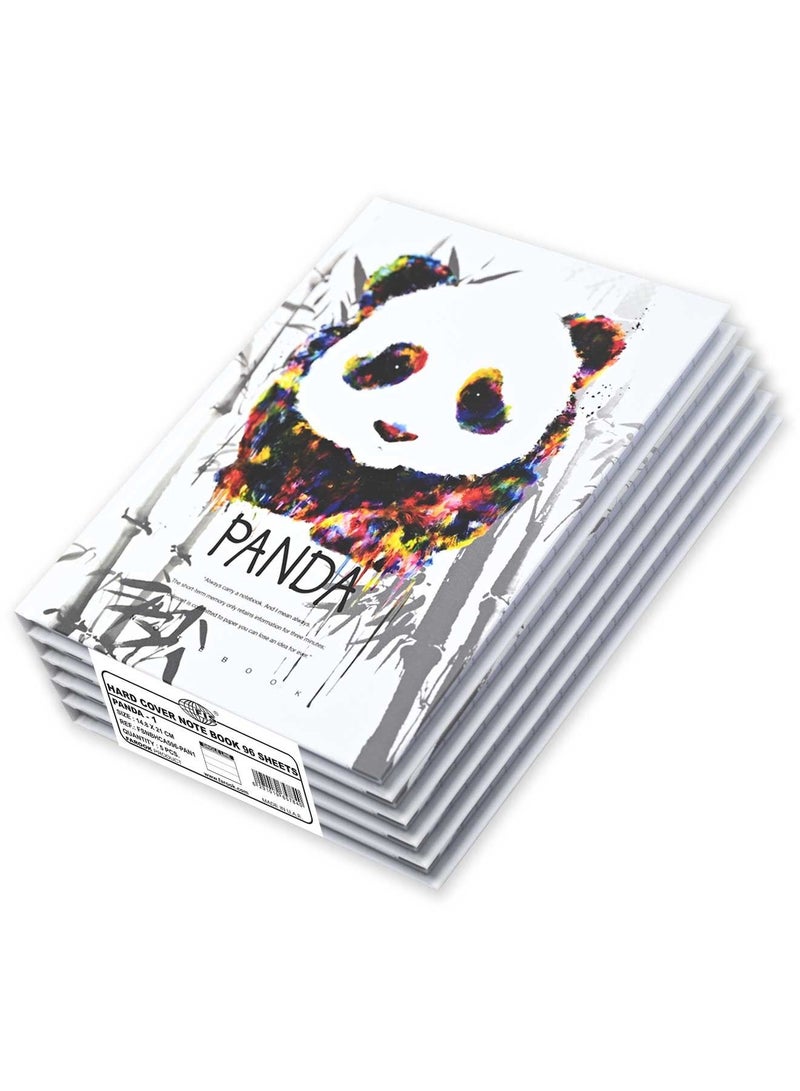 FIS 5 Pieces Hard Cover Notebook 96 Sheets A5 Panda Design - Image 1