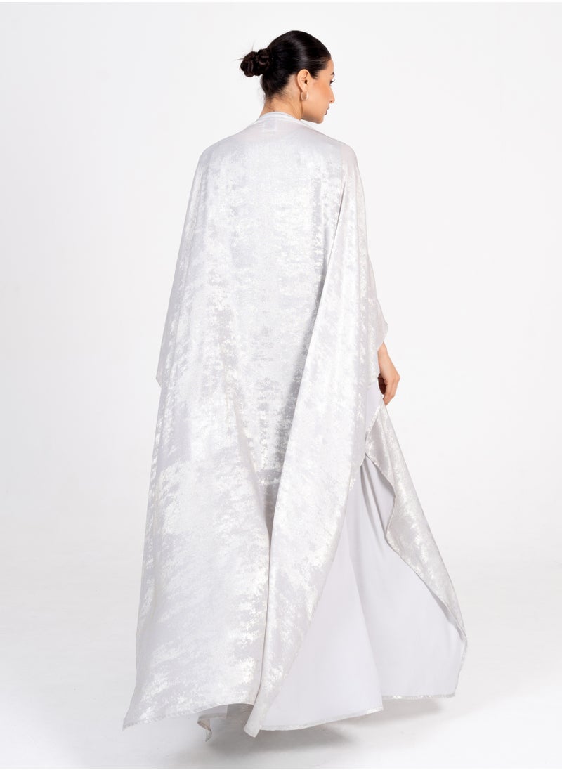 Rosette Abaya Off White Stylish Bisht  - Image 2