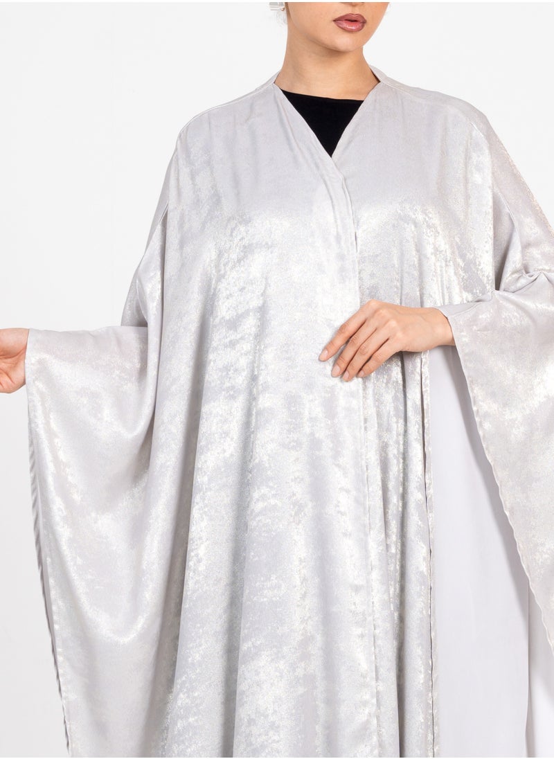Rosette Abaya Off White Stylish Bisht  - Image 3