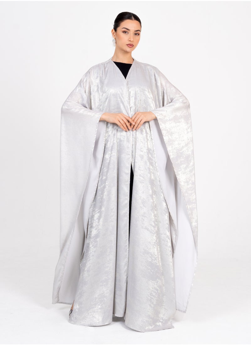Rosette Abaya Off White Stylish Bisht  - Image 4