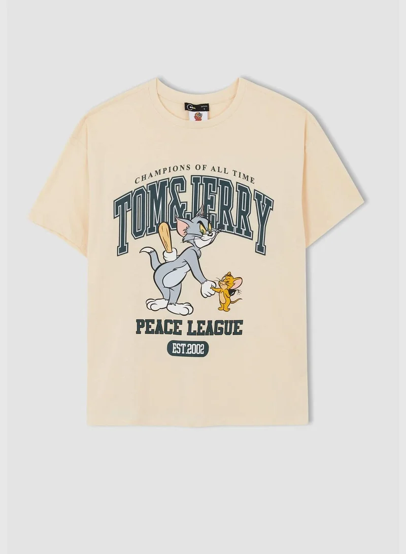 ديفاكتو Oversized Short Sleeve Tom And Jerry Print T-Shirt