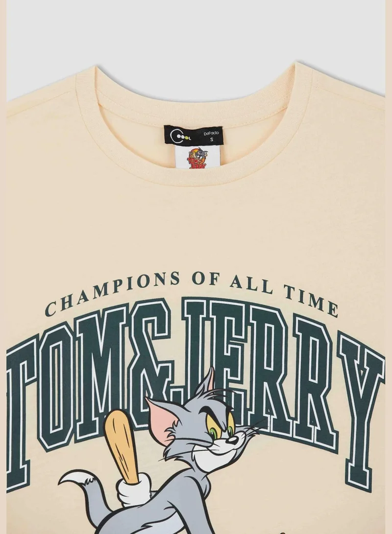 ديفاكتو Oversized Short Sleeve Tom And Jerry Print T-Shirt