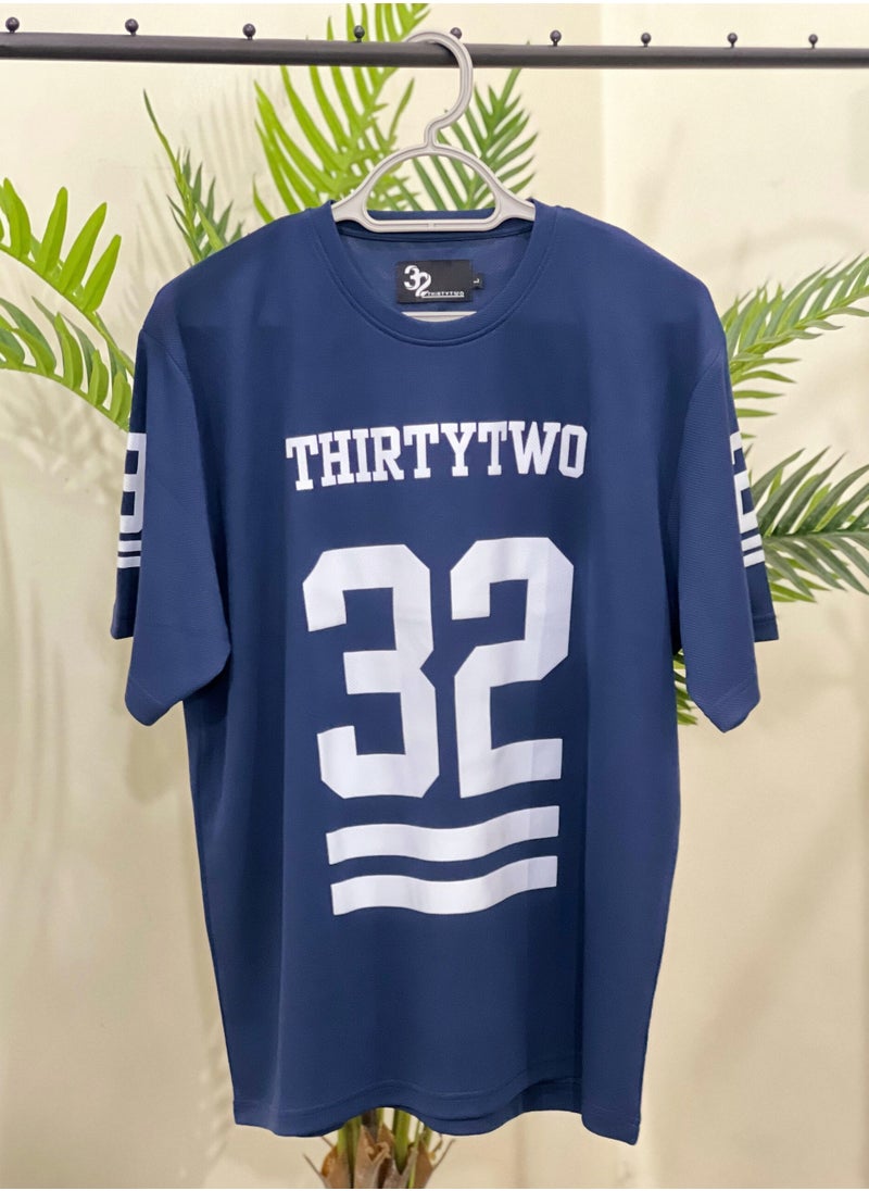 THIRTYTWO Mens Workout Sport Shirts Dry Fit, Mens Running Shirt Athletic Shirts Moisture Wicking Crew Neck Gym T-Shirts Short Sleeve NAVY BLUE 