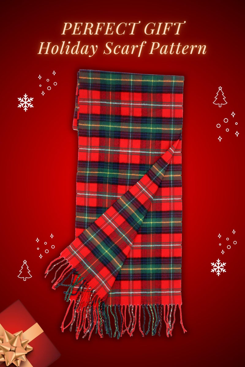 Achillea وشاح شتوي كلاسيكي من أكيليا بتصميم مربعات (مربعات حمراء وخضراء) - Image 4