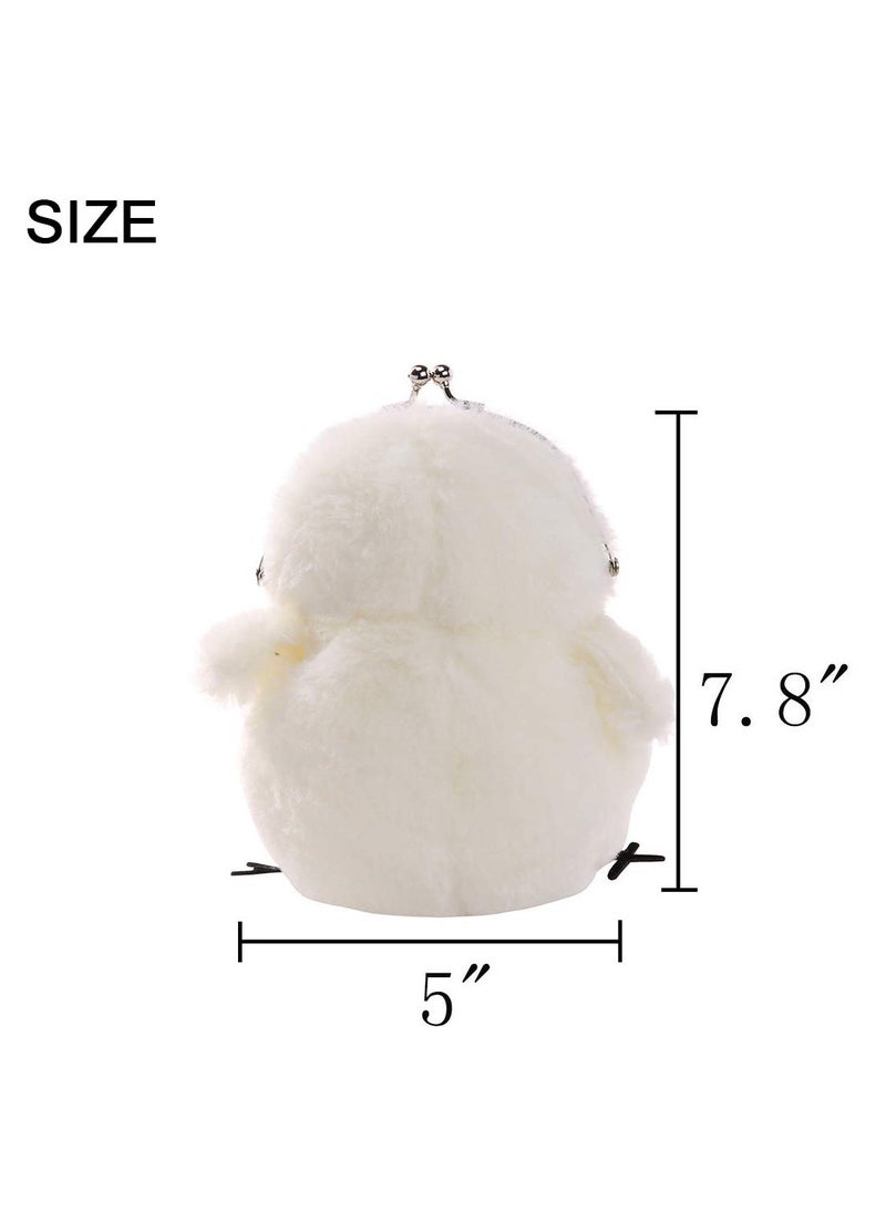 SYOSI Women Plush Crossbody Bag, Lovely Chick Purse Crossbody Fluffy Fur Coin Wallet Chain Pouch, Chic Small Shoulder Purse Cell Phone Wallet for Girls White  - Image 5