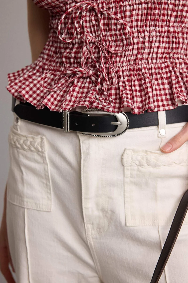 Manuka x Defacto Woman Rectangular Buckle Faux Leather Belt
