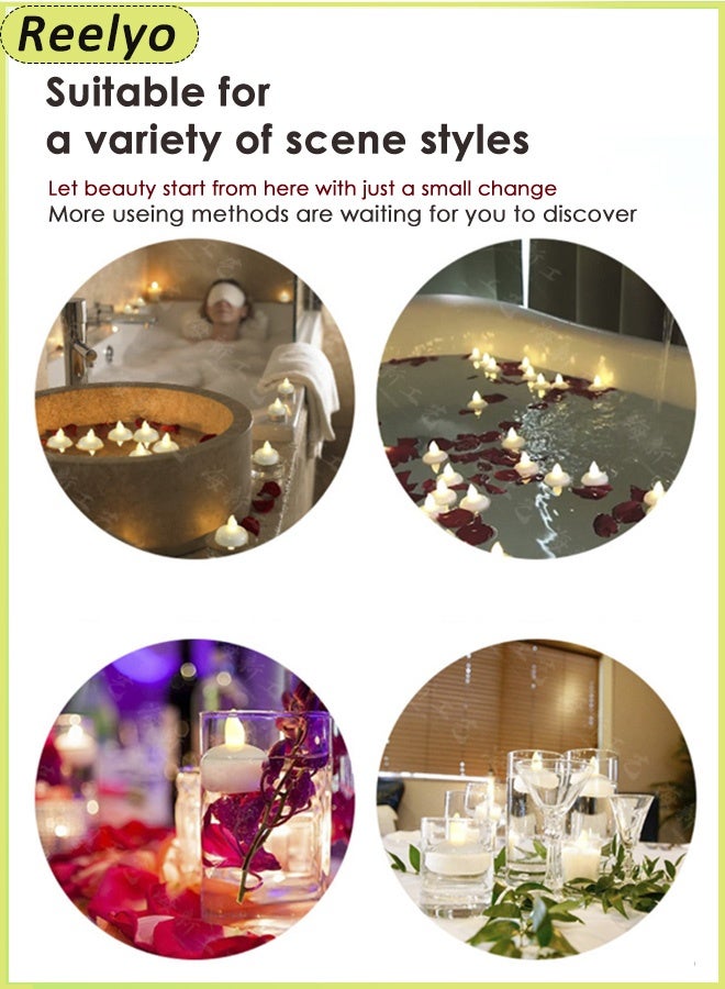 Reelyo 24PCS Flameless Led Tea Lights Water-reactive Candle Waterproof & Floatable Replaceable Battery Glows In Water Operated Flameless Unscented Electronic Light Set For Festive Atmosphere Home, Spa, Indoor Outdoor Votive, Aniversary, Wedding Centerpiece Table Decor, Funeral, Halloween, White - Image 5