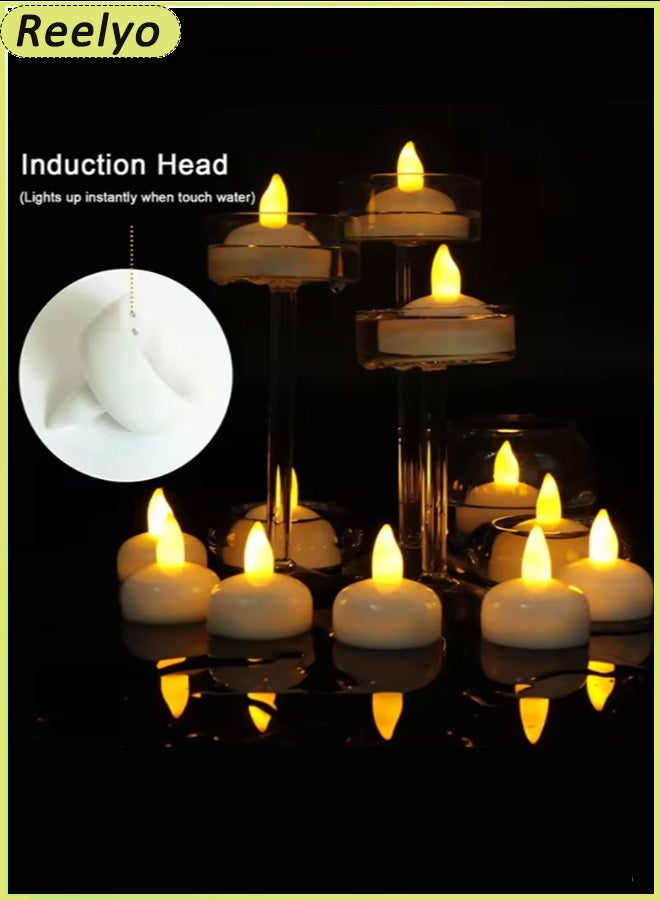 Reelyo 24PCS Flameless Led Tea Lights Water-reactive Candle Waterproof & Floatable Replaceable Battery Glows In Water Operated Flameless Unscented Electronic Light Set For Festive Atmosphere Home, Spa, Indoor Outdoor Votive, Aniversary, Wedding Centerpiece Table Decor, Funeral, Halloween, White - Image 3