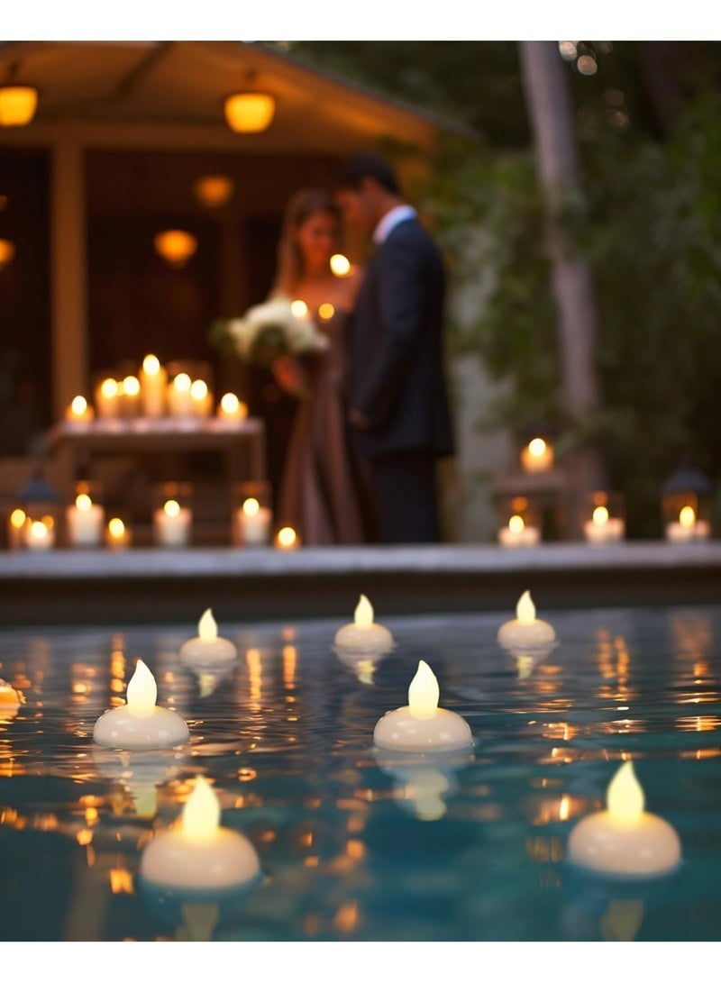 Reelyo 24pcs Waterproof Flameless Floating LED Tea Lights, Water-Activated Warm White Flickering Candles, Battery Operated Unscented Electronic Candle Bulk Decor for World Cup Viewing Party, Soccer Match Night, Wedding, Spa, Pool, Party, Halloween, Funeral & Home Table Centerpieces - Image 3