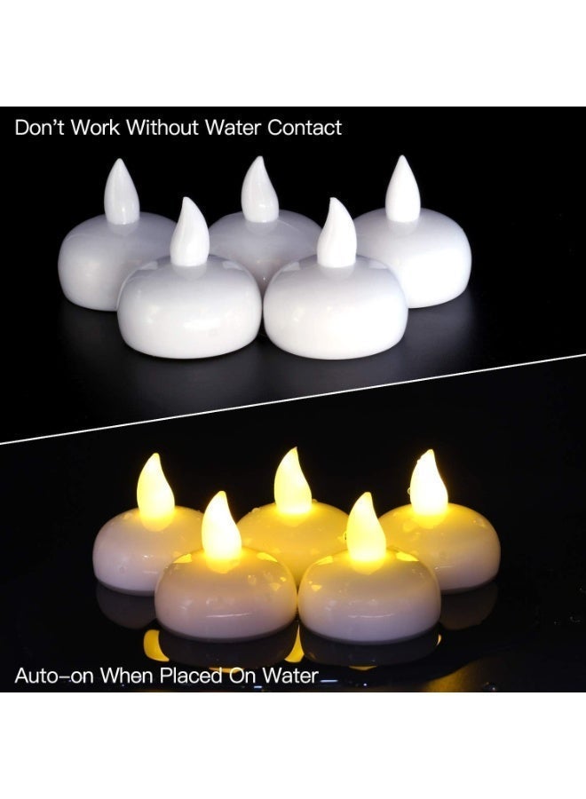 Reelyo 24pcs Waterproof Flameless Floating LED Tea Lights, Water-Activated Warm White Flickering Candles, Battery Operated Unscented Electronic Candle Bulk Decor for World Cup Viewing Party, Soccer Match Night, Wedding, Spa, Pool, Party, Halloween, Funeral & Home Table Centerpieces - Image 4