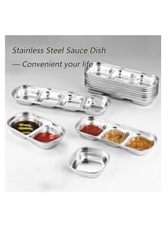 SYOSI Sauce Dish Stainless Steel Soy Tomato Sauce Salt Vinegar Sugar Spices Flavor Condiment Dip Bowls Korean BBQ Home Kitchen Plates  - Image 4