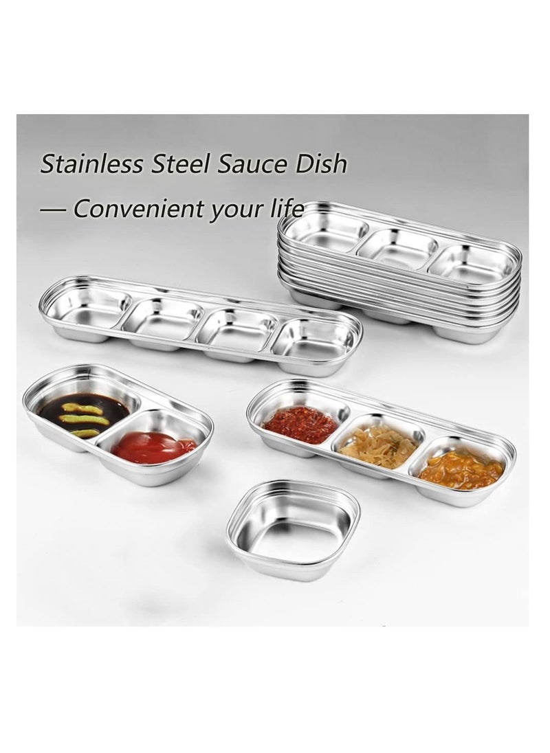 SYOSI Sauce Dish Stainless Steel Soy Tomato Sauce Salt Vinegar Sugar Spices Flavor Condiment Dip Bowls Korean BBQ Home Kitchen Plates  - Image 4