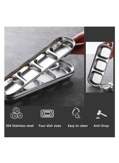 SYOSI Sauce Dish Stainless Steel Soy Tomato Sauce Salt Vinegar Sugar Spices Flavor Condiment Dip Bowls Korean BBQ Home Kitchen Plates  - Image 5