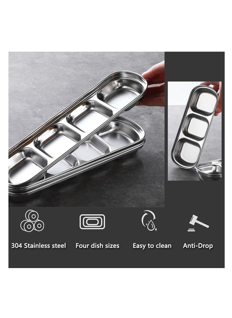 SYOSI Sauce Dish Stainless Steel Soy Tomato Sauce Salt Vinegar Sugar Spices Flavor Condiment Dip Bowls Korean BBQ Home Kitchen Plates  - Image 5