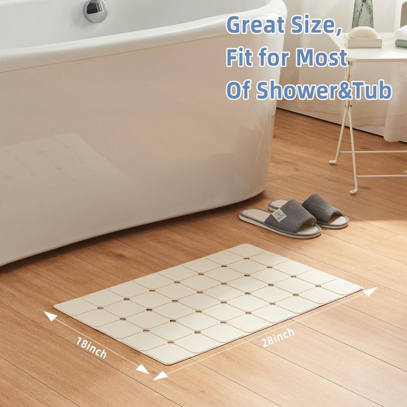 Non-Slip Bath Mat 45*70cm Beige - Safe For Delicate Tub Finishes Odorless Silicone Comfort Textured Traction For Refinished Tubs Shower Floors Family Use - Image 3