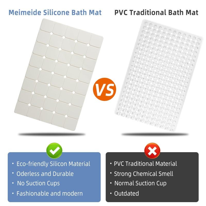 Non-Slip Bath Mat 45*70cm Beige - Safe For Delicate Tub Finishes Odorless Silicone Comfort Textured Traction For Refinished Tubs Shower Floors Family Use - Image 5
