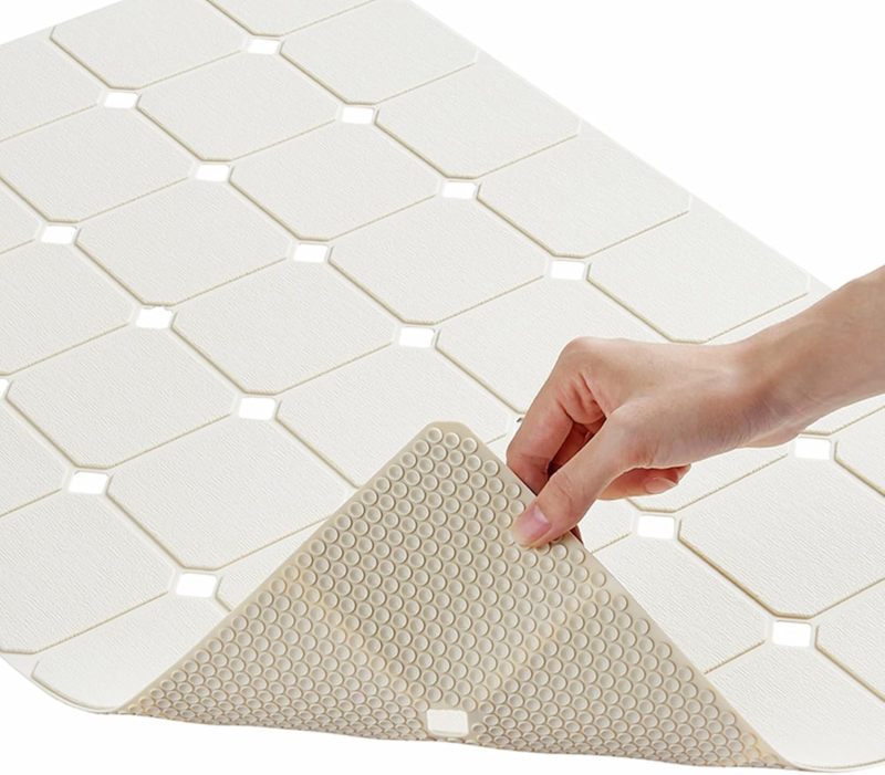 Non-Slip Bath Mat 45*70cm Beige - Safe For Delicate Tub Finishes Odorless Silicone Comfort Textured Traction For Refinished Tubs Shower Floors Family Use - Image 1
