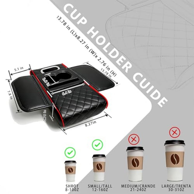 Car Armrest Cushion, Car Center Console Cover, Leather Armrest Cover for Car, Universal Middle Console Cushion with Storage Box, Cup Holder, Phone Slot, Waterproof Interior  Accessories - Image 2
