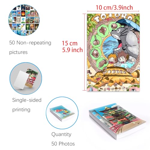 Pounchi Cute Anime Poster Wall Collage Set (50 Pcs 4 x 6 Inch with Glue Dots) Cartoon HD Aesthetic Posters Prints Artworks for Room Bedroom Club Wall Art Decor for Teens Kids - Image 2