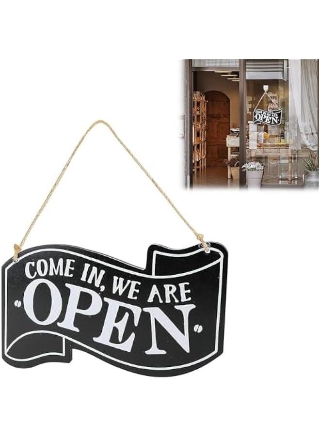 HOOKOR Durku Open Signs Double Sided Open Closed Sign Business Hours Sign Hanging Business Open Sign with Rope Hours of Operation Sign for Business Walls Window Shop Bar Hotel  - Image 1