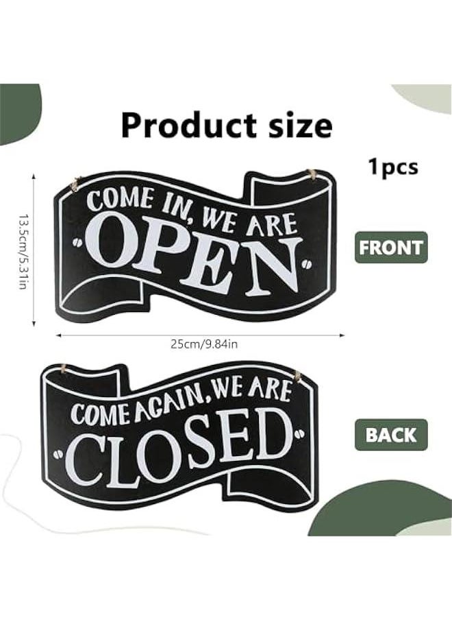 HOOKOR Durku Open Signs Double Sided Open Closed Sign Business Hours Sign Hanging Business Open Sign with Rope Hours of Operation Sign for Business Walls Window Shop Bar Hotel  - Image 2