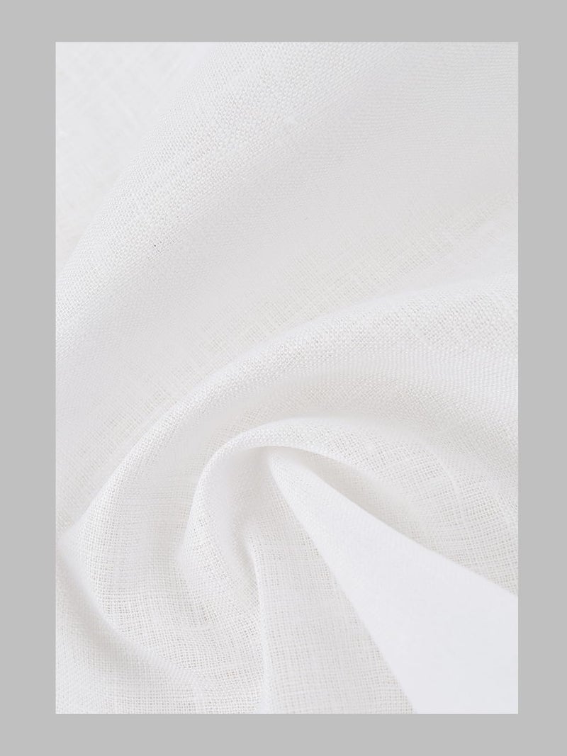 RAMRAJ COTTON رامراج كوتون قميص قطني للرجال باللون الأبيض من الكتان والقطن مع قماش الكتان والليوسيل - Image 2