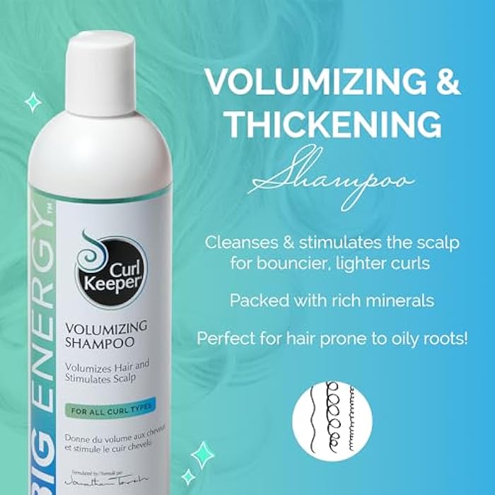 Curl Keeper Big Energy Clarifying Volumizing Shampoo - Volumizes Hair & Stimulates Scalp for All Curl Types - Rich Minerals to Strengthen, Restore, & Invigorate - Sulfate Free, Water-Based Formula - Image 2