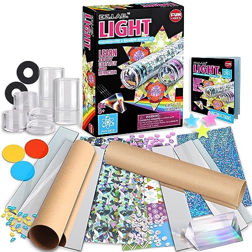 FUN KIDZ Twins Kaleidoscope Kit for Kids FunKidz DIY Kaleidoscope Making Craft Kit with Prism Gift Optical Illusion Science Experiment Educational STEM Toy - Image 1