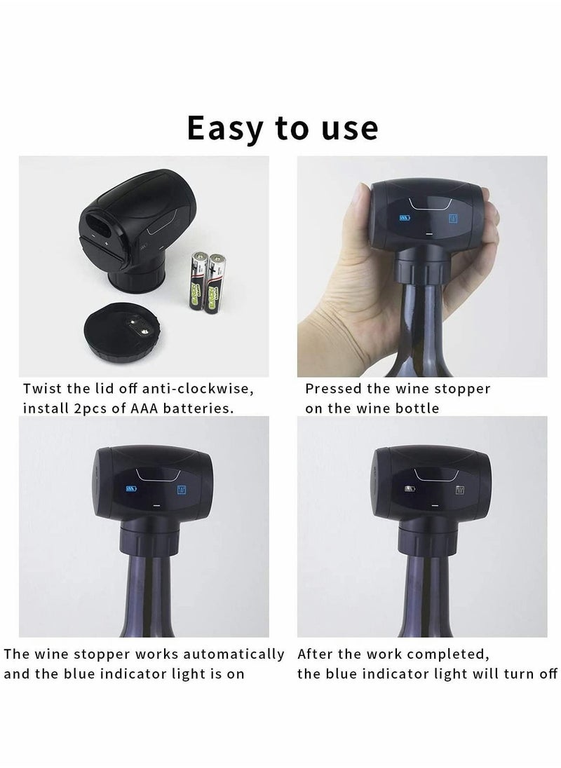 Electric Wine Bottle Stoppers, Automatic Saver Vacuum Stopperswith Silicone Stoppers，The Fresh for Up to a Week