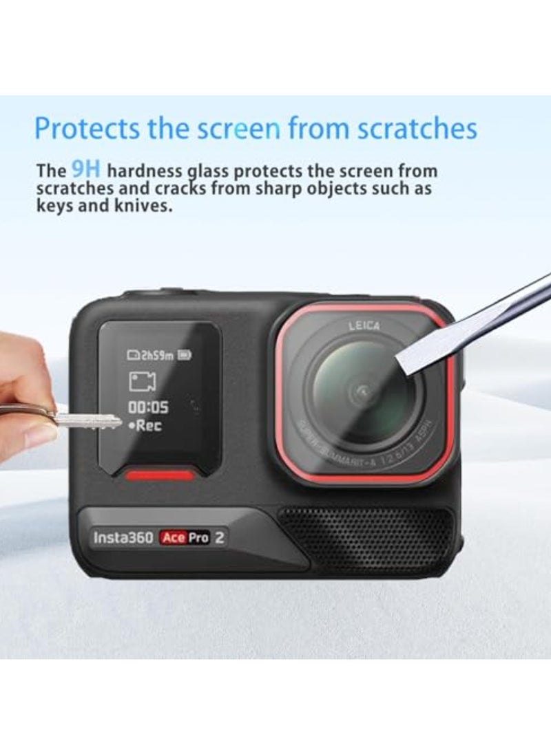 Generic - Lens+LCD Screen Protector for Insta360 Ace Pro2 Action Camera Ultra-Clear 9H Hardness Tempered Glass Cover - Image 1