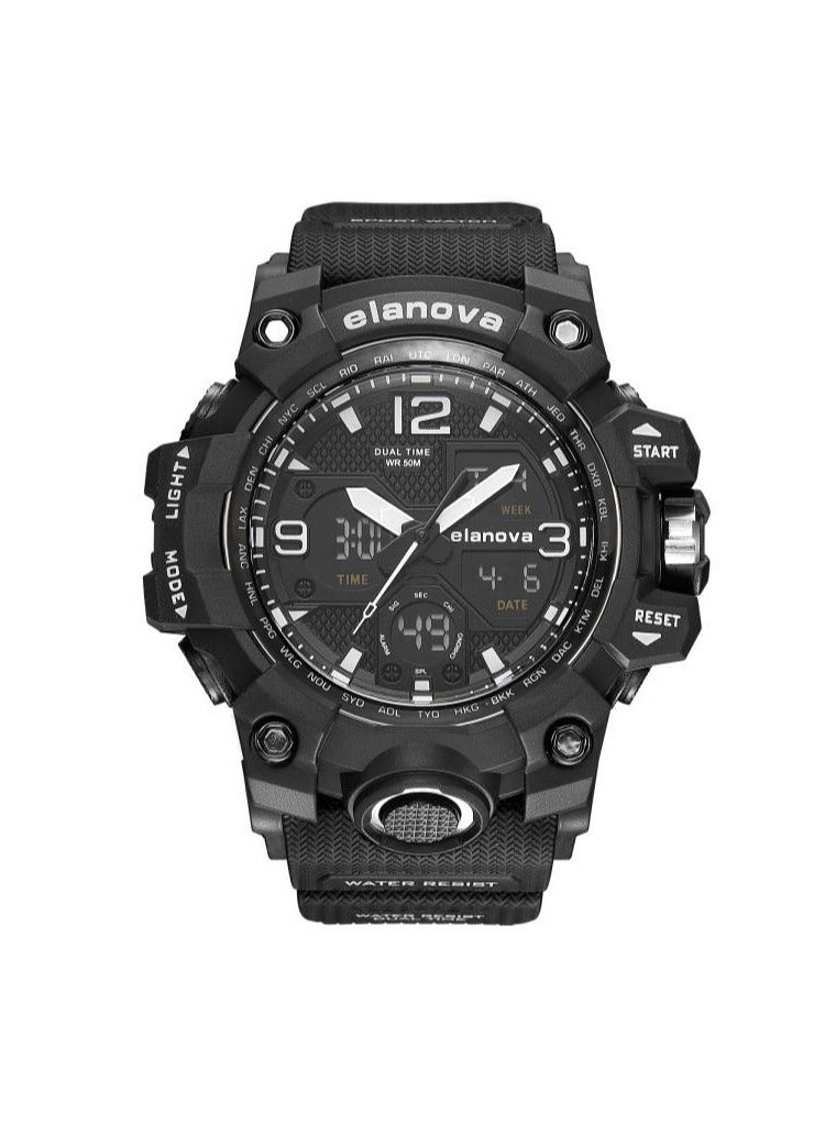 Elanova Stylish wristwatch with analog and digital display, water-resistant, featuring a durable silicone strap, perfect for athletes and everyday use, model EL907 for youth. - Image 1