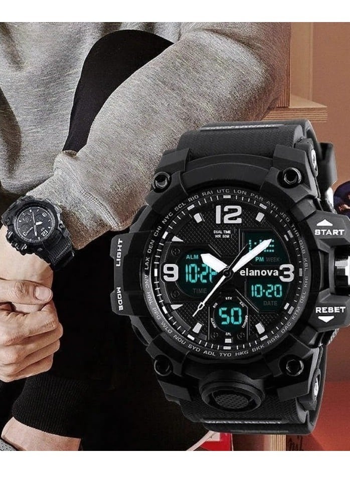 Elanova Stylish wristwatch with analog and digital display, water-resistant, featuring a durable silicone strap, perfect for athletes and everyday use, model EL907 for youth. - Image 5