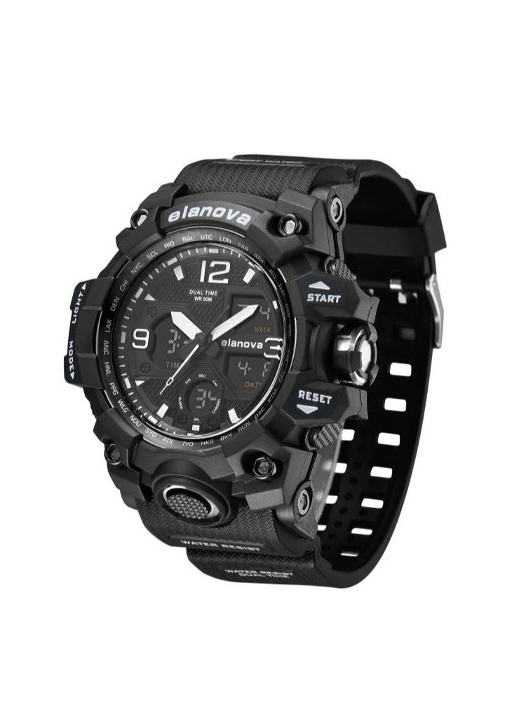 Elanova Stylish wristwatch with analog and digital display, water-resistant, featuring a durable silicone strap, perfect for athletes and everyday use, model EL907 for youth. - Image 3