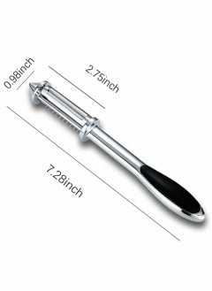 KASTWAVE Vegetable Peeler Stainless Steel Veggie Julienne Built-In Potato Eye Remover Veggie Fruit Peeler With Non-Slip Grip 3 In 1 Kitchen Tool For Potato Veggie Carrot Fruit ( Silver )  - Image 4
