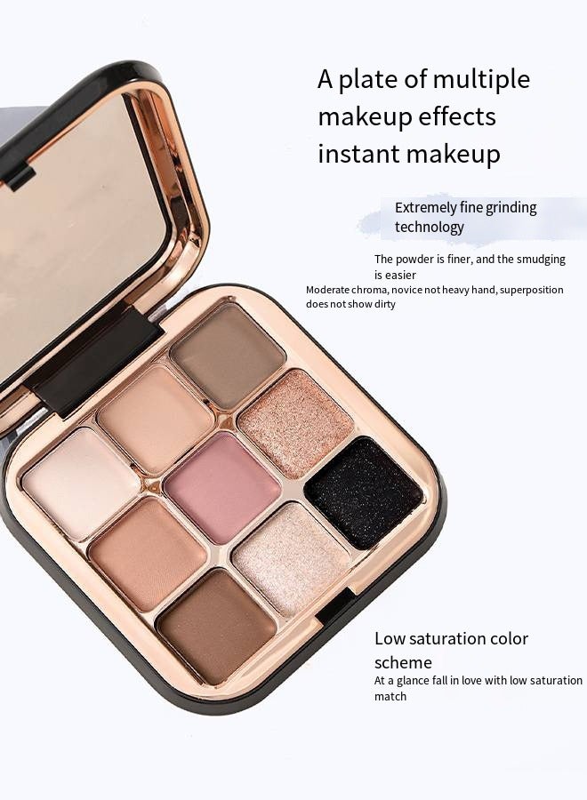 glamcolour 9 Color Eyeshadow Board, Glitter Matte Natural Neutral Color Eyeshadow, Waterproof Long-lasting Natural Blend Pigment Eyeshadow Board Makeup - Image 2