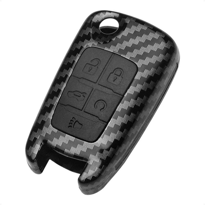 TANGSEN Flip Key Fob Case Compatible with Buick Chevrolet Chevy GMC 3 4 5 Button Keyless Entry Remote Control Accessories Personalized Double Protective Cover ABS Plastic Carbon Fiber Black Silicone - Image 2
