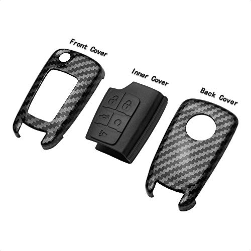 TANGSEN Flip Key Fob Case Compatible with Buick Chevrolet Chevy GMC 3 4 5 Button Keyless Entry Remote Control Accessories Personalized Double Protective Cover ABS Plastic Carbon Fiber Black Silicone - Image 3