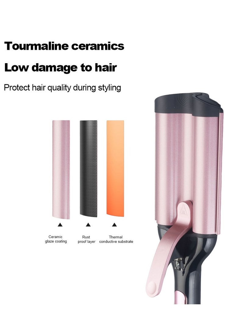 general Electric curling rod curling iron three-tube curling iron water ripple small curling large wavy curling iron splint English gauge - Image 3