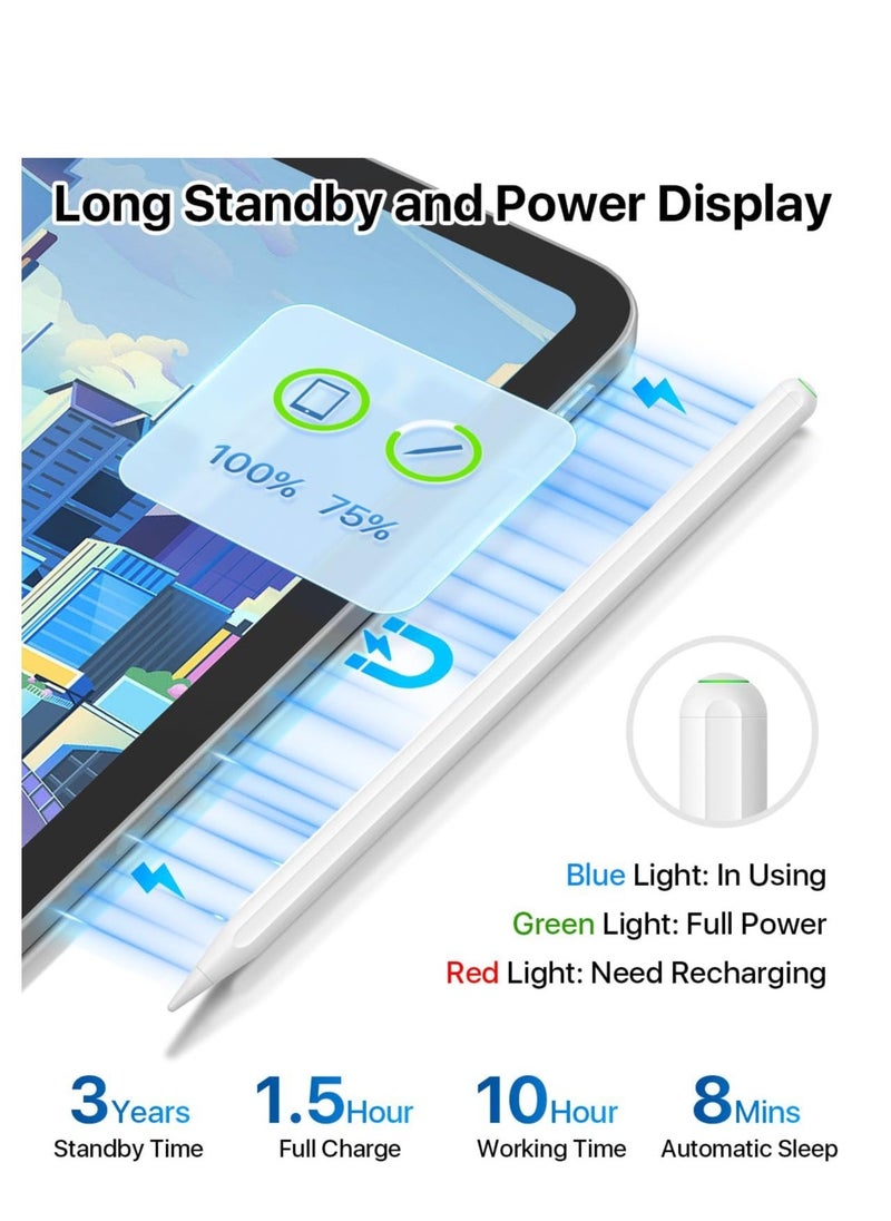 iPad Stylus Pen 2nd Generation Magnetic Wireless Charging Ergonomic Design and Palm Rejection for More Comfort During Use Compatible with iPad Pro 11 inch 1/2/3 iPad Pro 12.9 inch 3/4/5 iPad Air 4/5 iPad Mini 6 White  - Image 4