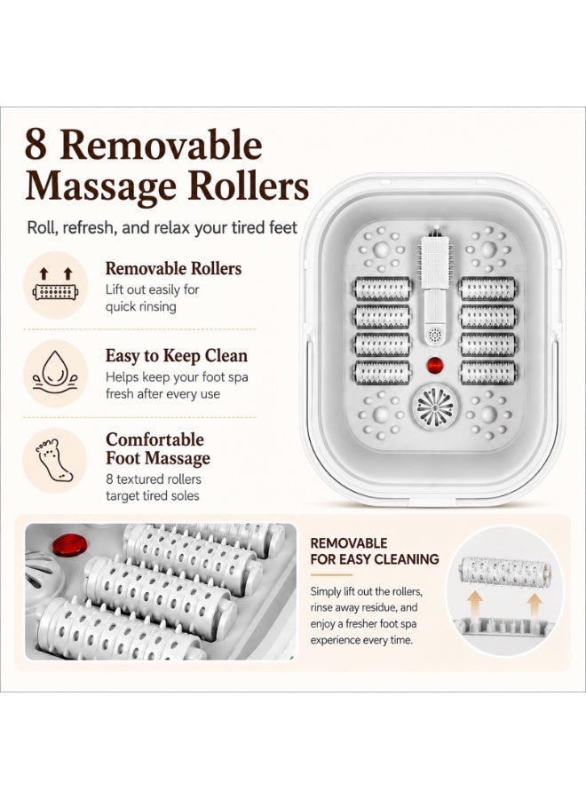 CoreBazz Collapsible Foot Spa Bath Massager, Foldable Foot Soaking Tub with Heat, Bubble, 8 Removable Massage Rollers, Red Light, Acupressure Nodes, Herbal Box, Portable Foot Bath for Home Relaxation - Image 3