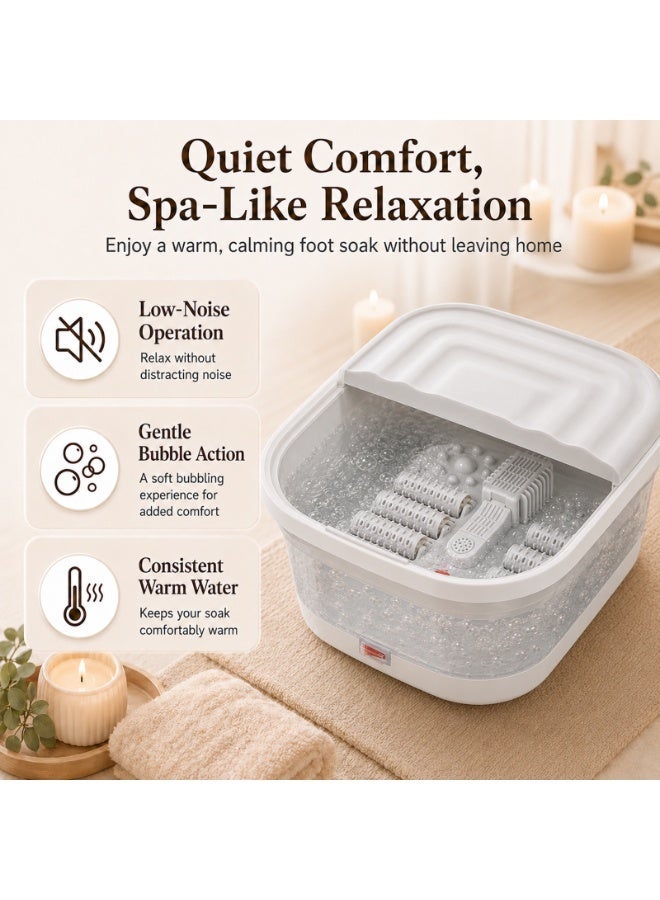 CoreBazz Collapsible Foot Spa Bath Massager, Foldable Foot Soaking Tub with Heat, Bubble, 8 Removable Massage Rollers, Red Light, Acupressure Nodes, Herbal Box, Portable Foot Bath for Home Relaxation - Image 5