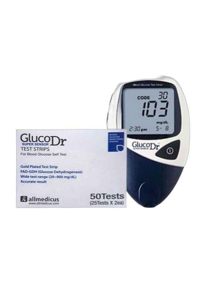 Gluco Dr Super Sensor Strips Box - 50 Strips & Super Sensor - Blood Glucose Meter With 25 StripsBundle - Image 1