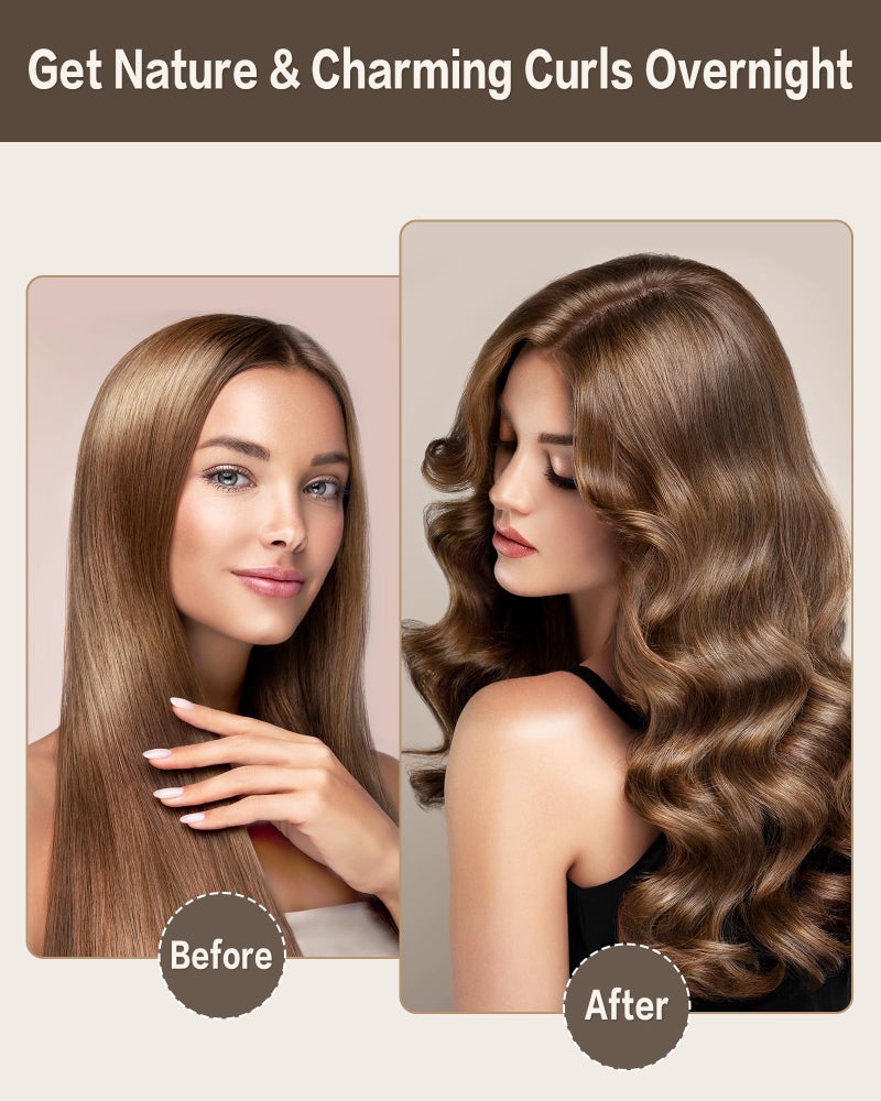 Seritant Heatless Curls Overnight with Satin Head Scarf, Velvet Hair Rollers for Blowout Look, No Heat Curling Rod for Long Thick Hair, Soft Sleep In Flexi Rods - Image 2