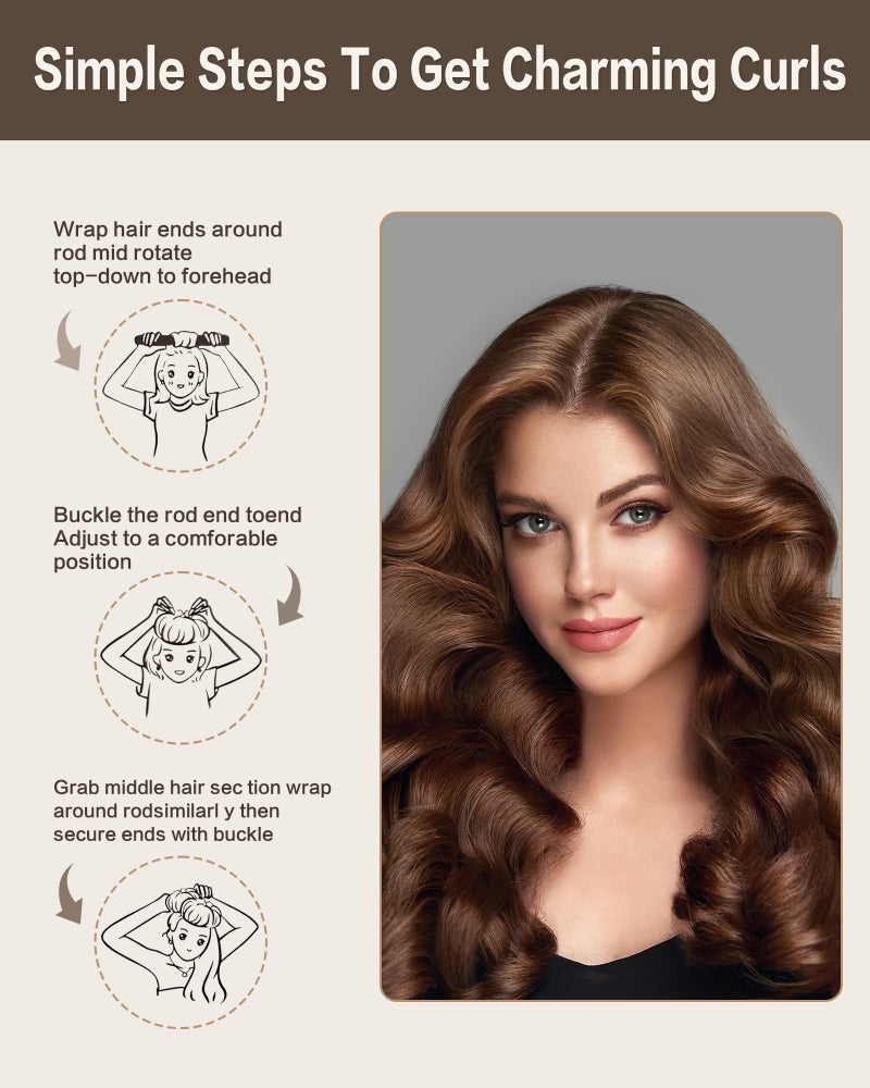 Seritant Heatless Curls Overnight with Satin Head Scarf, Velvet Hair Rollers for Blowout Look, No Heat Curling Rod for Long Thick Hair, Soft Sleep In Flexi Rods - Image 3