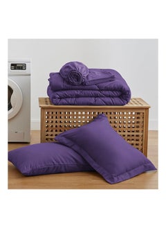 SIGNOOLA Signoola Diamond Microfiber Heavy Comforter, 4.5 kg ,Set of 4 Piece (1 Comforter Blanket , 2 Pillow Cases , 1 Fitted sheet ), (240 cm x 250 cm), Super Soft Double Bed Blanket for Winter Purple Color  - Image 3