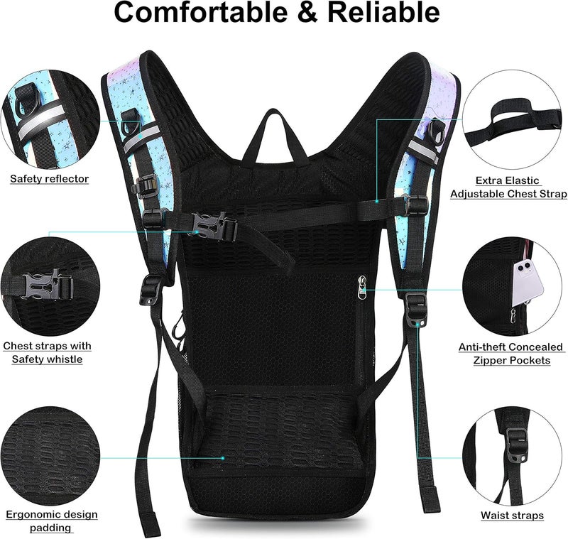 Mothybot Hydration Backpack Pack, Water Backpack 20L Capacities Included 2L Hydration Bladder, Festival Essential - Rave Hydration Pack Hydropack Hydro for Hiking, Running, Biking, Festival Gear - Image 2